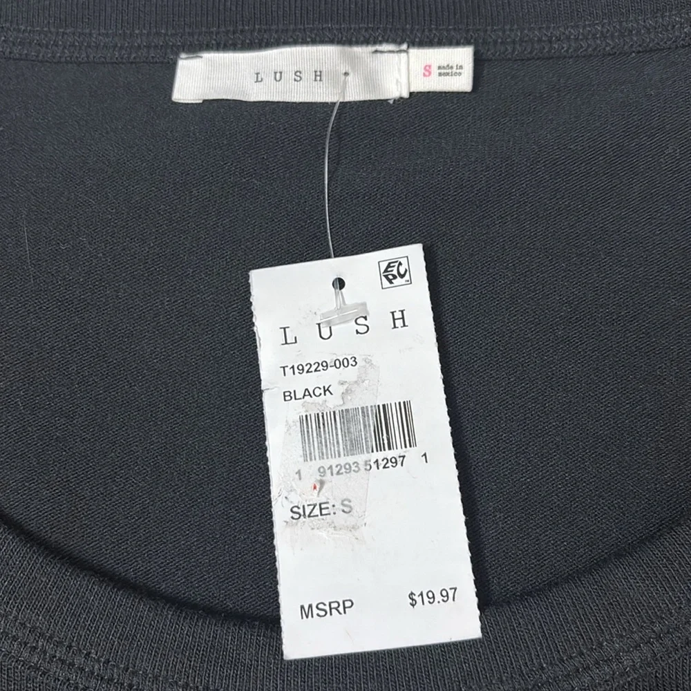NWT Lush Black Long Sleeve Cropped Top Size S
